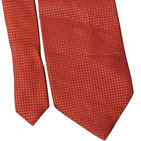Bocara Vintage Silk Neck Tie Men Accessories Red Black Check Textured Formal - Picture 1 of 14